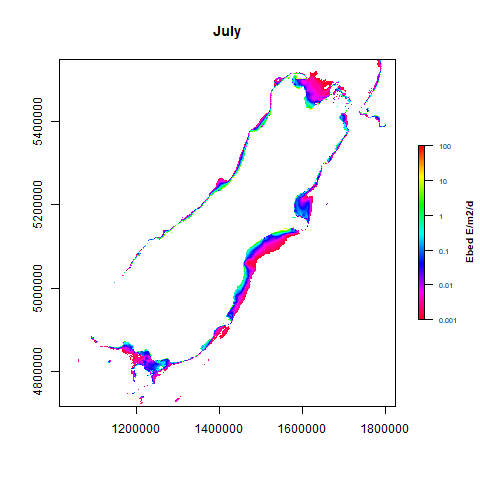 Anomalies of the amount of light reaching the bottom of the sea around the North Island of New Zealand. The data are derived from the satellite Aqua (MODIS).